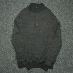 VINTAGE Polo Ralph Lauren Sweater Men Large Gray Merino Wool Italian Quarter Zip
